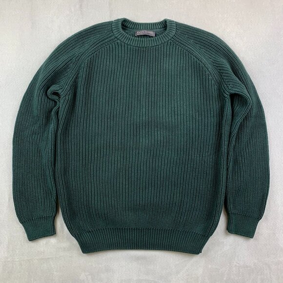 Paul James Men Sweater Medium Green Heavyweight Cotton Fisherman Rib Knit Jumper - Picture 1 of 7